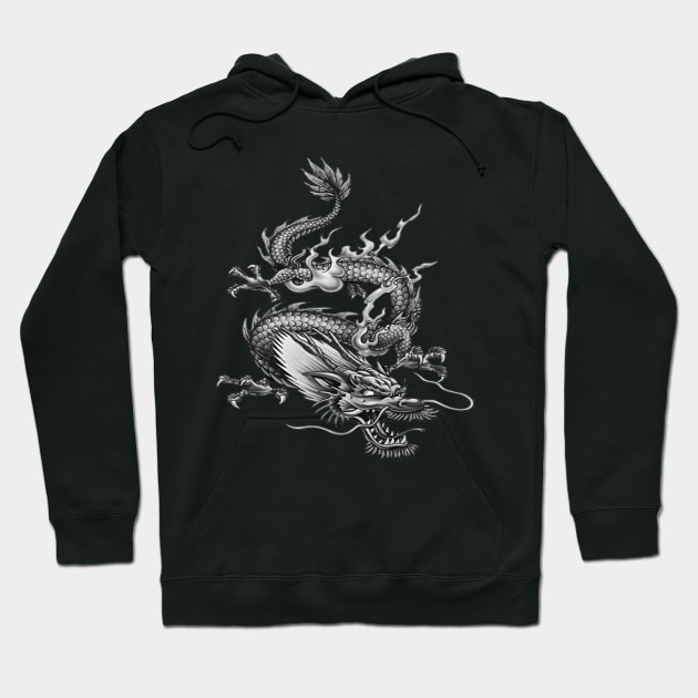 Chinese Black Dragon Mythical Creature Hoodie by taiche